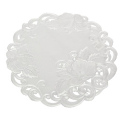 Serwetka haftowana 40cm okrągła biała A534