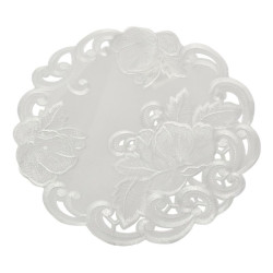 Serwetka haftowana 30cm okrągła biała A534