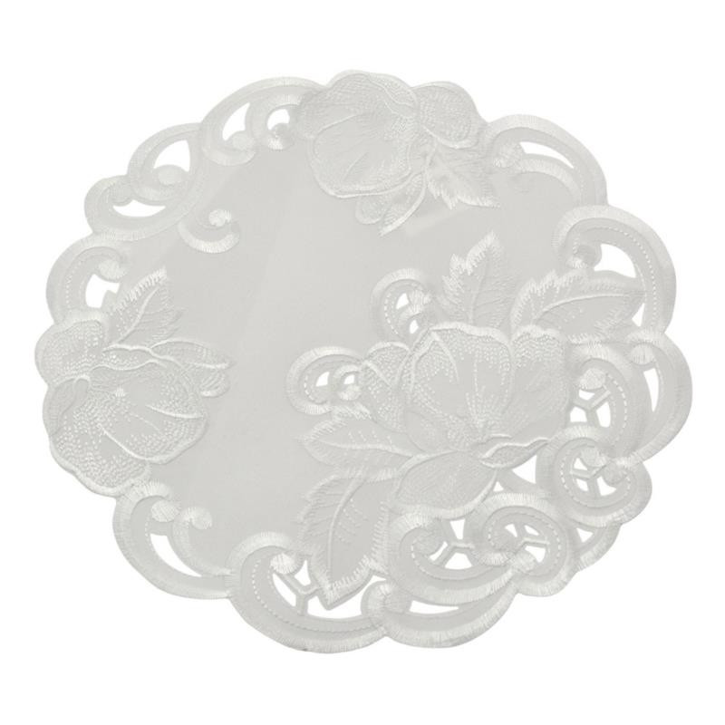 Serwetka haftowana 30cm okrągła biała A534