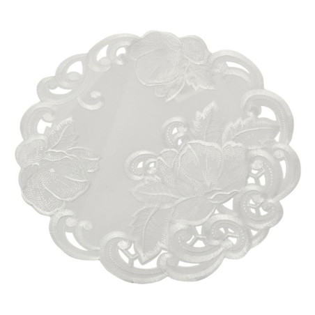 Serwetka haftowana 30cm okrągła biała A534