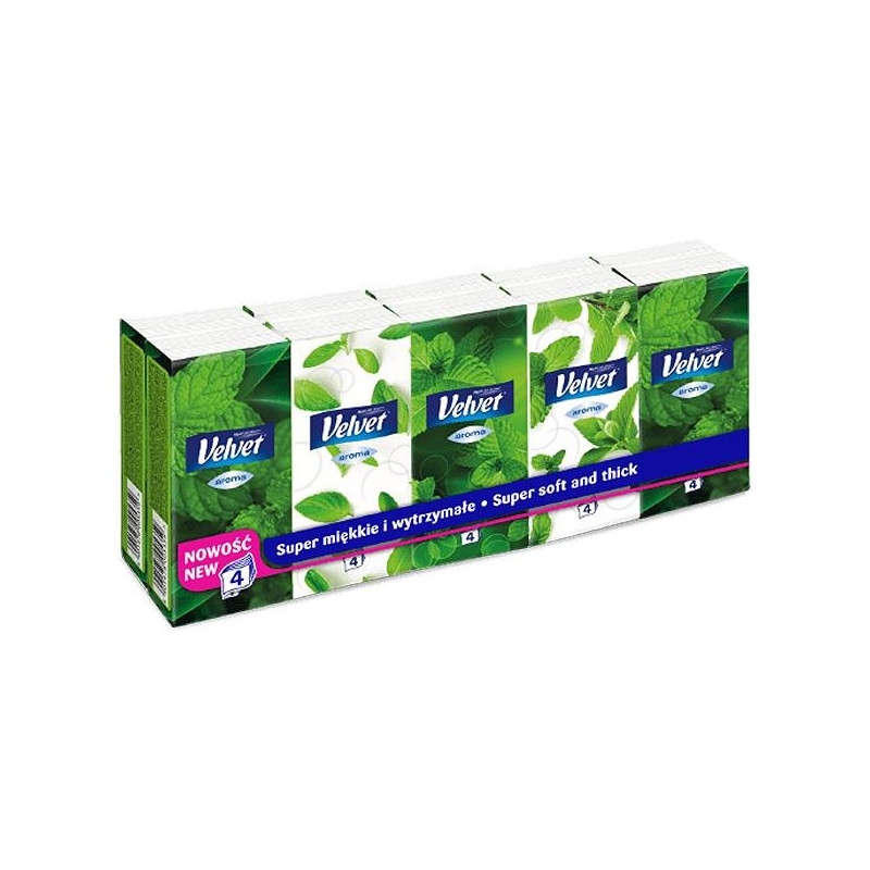 Chusteczki higieniczne Velvet mięta 4 warstwy 10x10szt