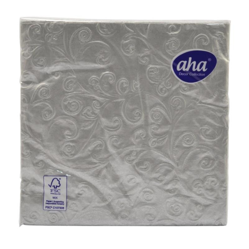 Serwetki 33x33 20szt Aha srebrne tłoczon
