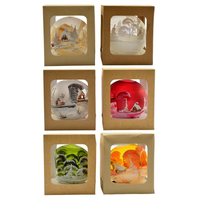 Bombka szklana 150mm dekorowana komin mix 152737