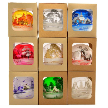 Bombka szklana 150mm dekorowana komin mix 152737