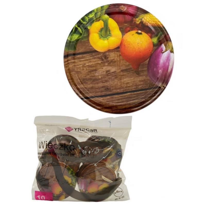 Zakrętki 10szt fi 66 4z warzywa W-01