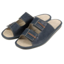 Kapcie Męskie skórzane niebieskie M-2046