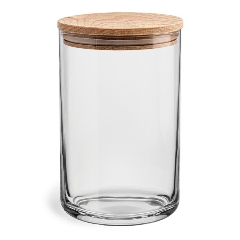 Pojemnik szklany Stor z drewnianym deklem h:15cm 35543
