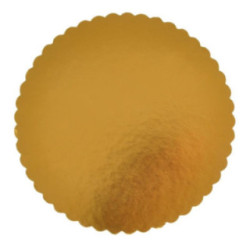 Podkład pod tort 32cm 2mm okrągły złoty karbowany