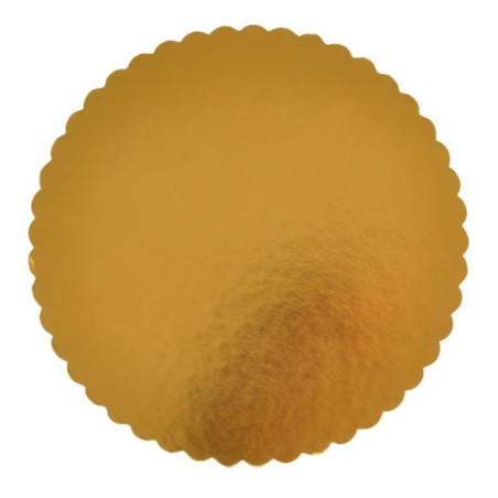 Podkład pod tort 32cm 2mm okrągły złoty karbowany