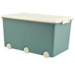 Pojemnik na zabawki na kółkach turkusowy/biały 60L PW-001-165