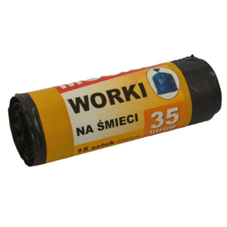 Worki na śmieci  35L 15szt czarne mocne