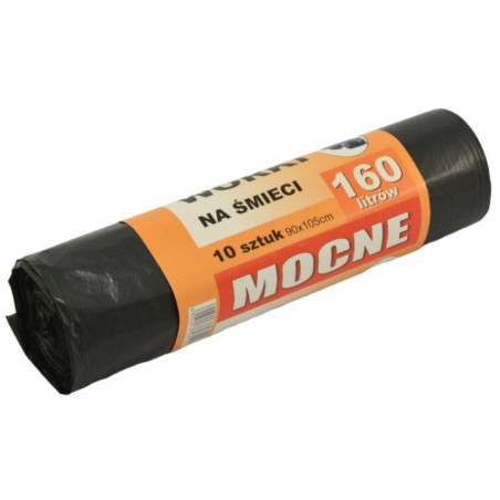 Worki na śmieci 160L 10szt czarne mocne