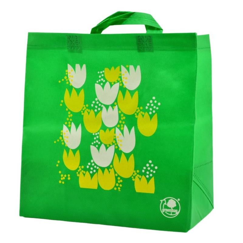 Torba na zakupy soniczna Tulipany zielona 34x36x20cm