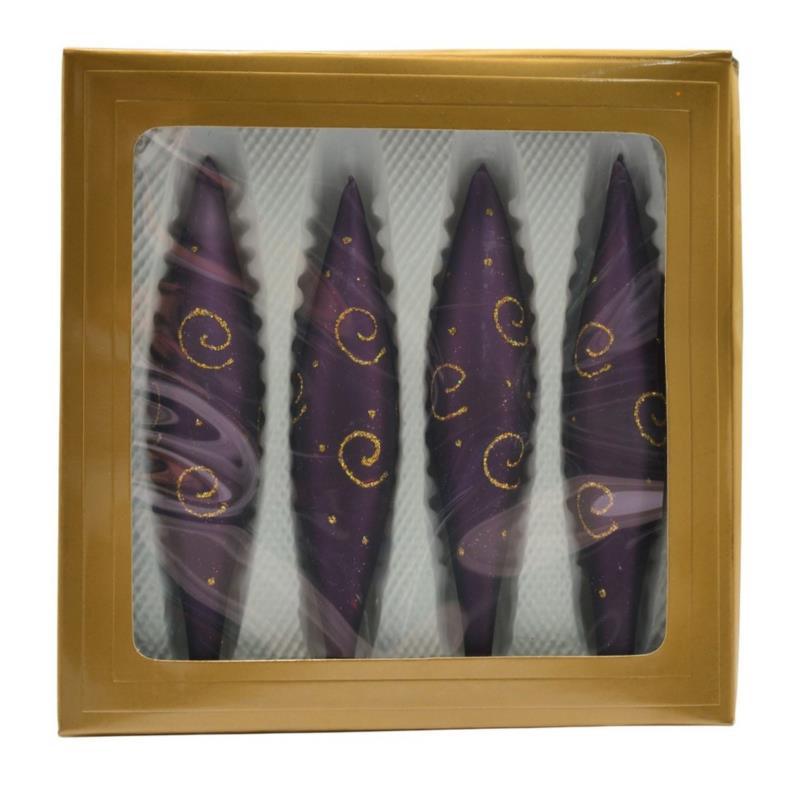 Bombki szklane 4szt 150mm sople mix