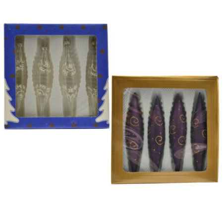 Bombki szklane 4szt 150mm sople mix