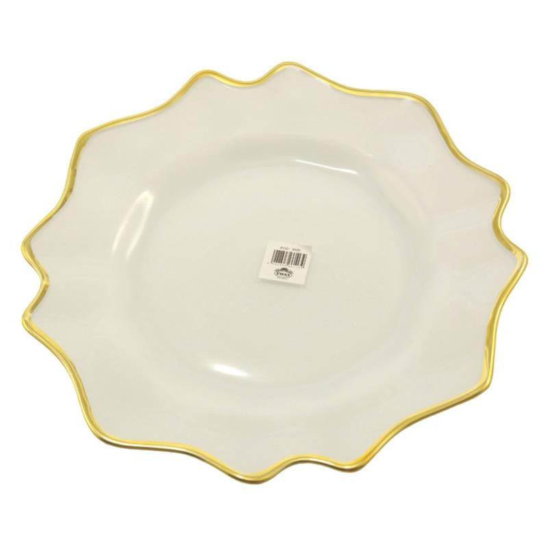 Podtalerz szklany 33cm biało-złoty 3495 szklany