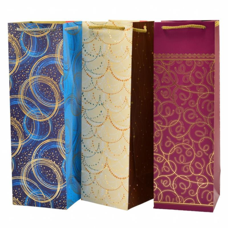 Torebka ozdobna 36x12x11cm butelkowa AL-2 mix