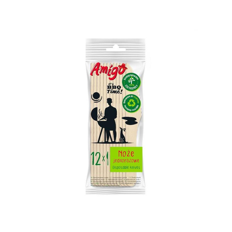Noże jednorazowe drewniane 12 sztuk Amigo
