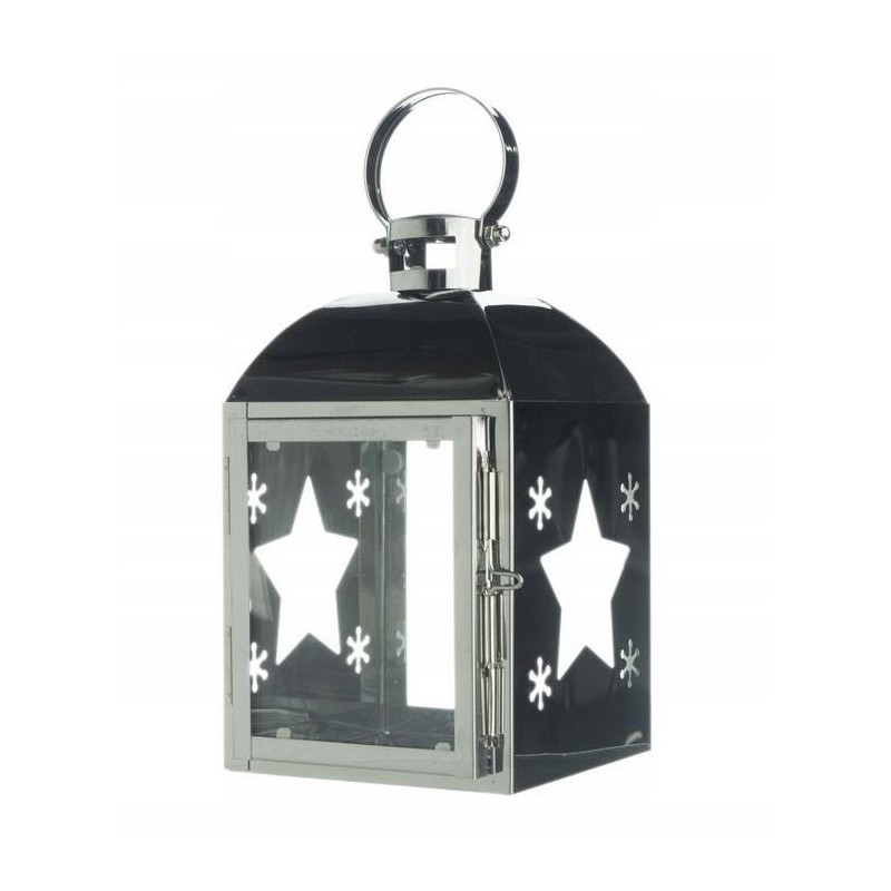 Latarnia metal/szkło 11x10,5x18,5cm srebrna mix