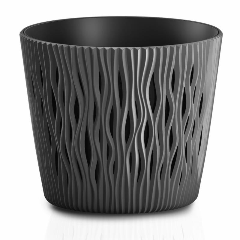 Doniczka Sandy Round 16cm antracyt z wkładem DSR160