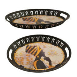 Taca plastikowa 42x32cm owalna dekorowana mix 2