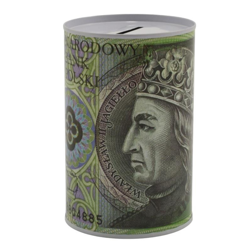 Skarbonka puszka metalowa PLN 12,5x8cm mix