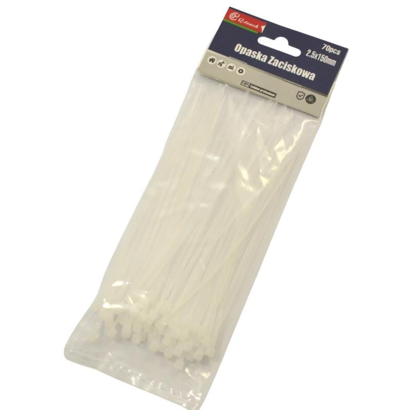 Opaski zaciskowe plastikowe 70szt 2,5x150mm białe