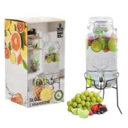 Słój z kranikiem 4L na stojaku 2010 pokrywa szklana