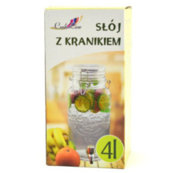 Słój z kranikiem 4L pokrywa szklana