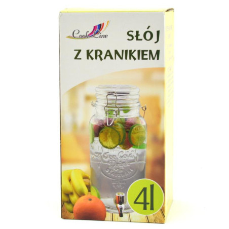 Słój z kranikiem 4L pokrywa szklana
