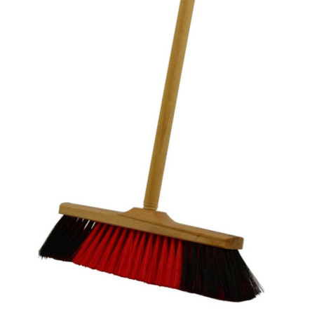 Szczotka do zamiatania drewno 30cm nylon +kij A 07-122 mix