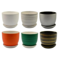 Doniczka ceramiczna z podstawką Classic 17 15x13cm mix