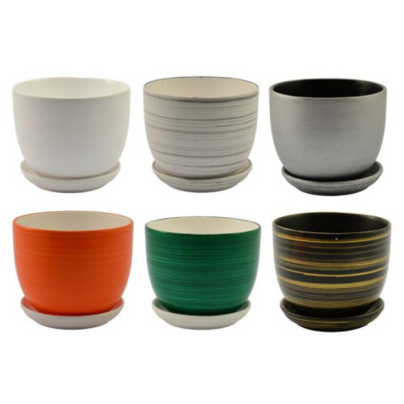 Doniczka ceramiczna z podstawką Classic 17 15x13cm mix