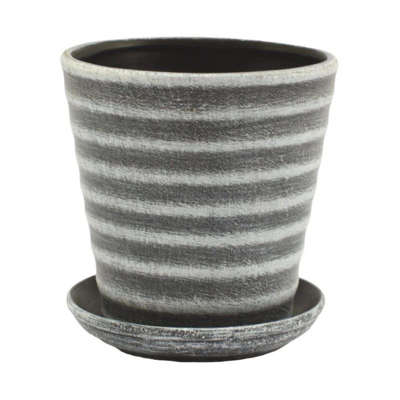 Doniczka ceram.z podst. Prążek 18 MIX