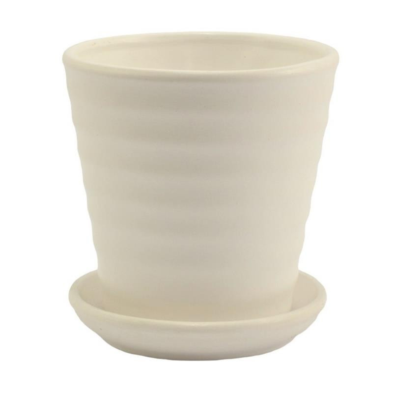 Doniczka ceram.z podst. Prążek 18 MIX