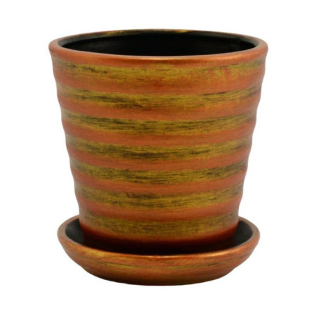 Doniczka ceram.z podst. Prążek 18 MIX