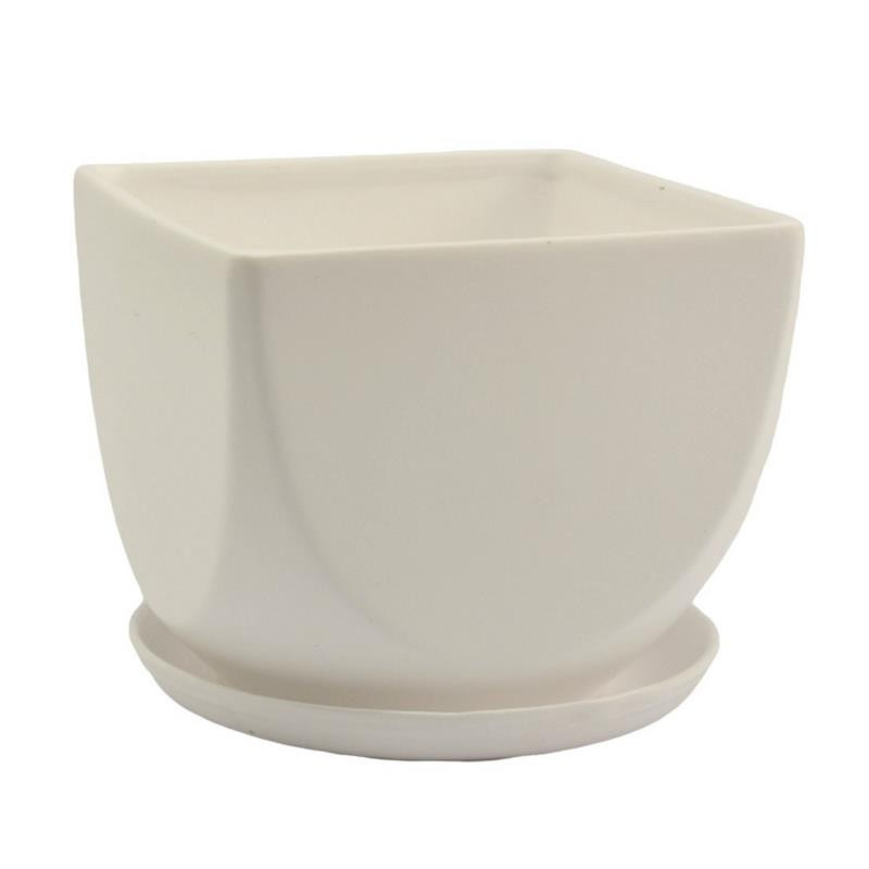 Doniczka ceramiczna z podstawką Kwadrat 21 Mix