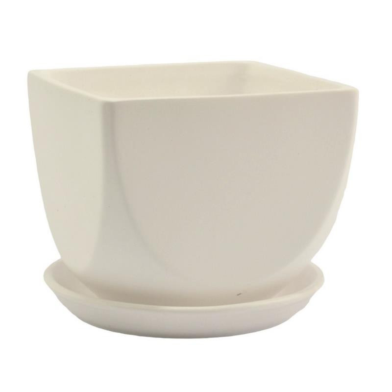 Doniczka ceramiczna z podstawką Kwadrat 19 Mix