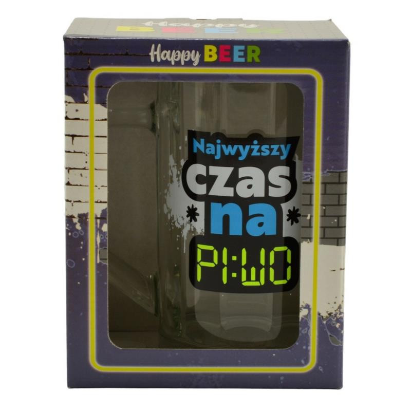 Kufel szklany 500ml Dzień Chłopaka "Najwyższy czas na piwo"