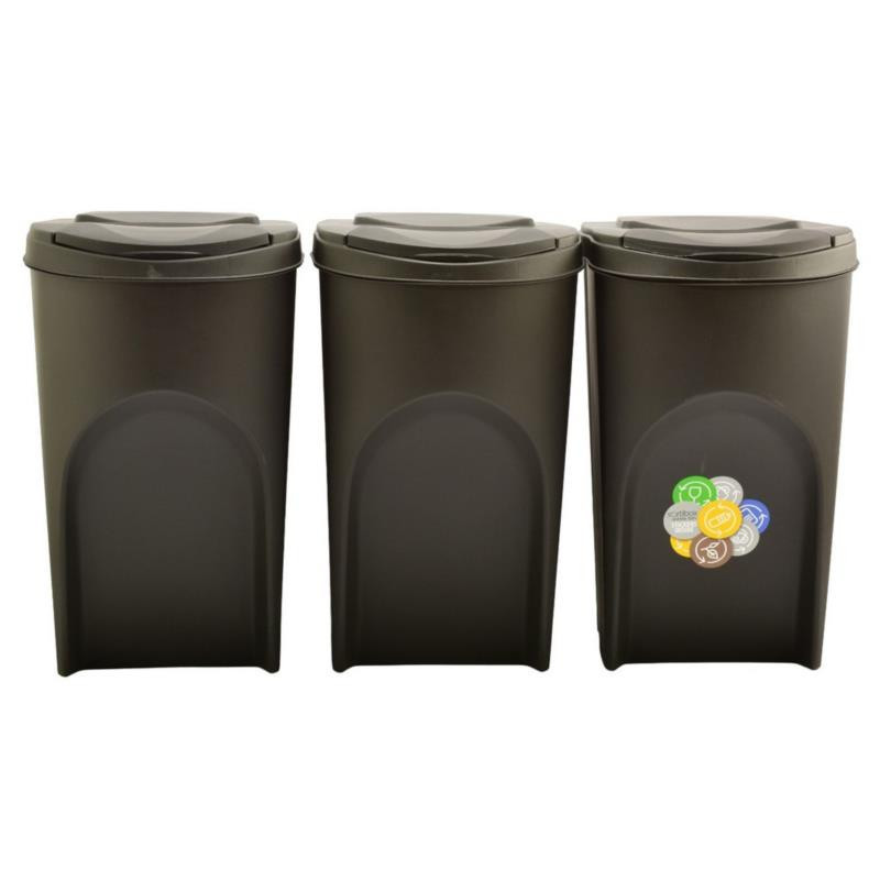 Kosze na śmieci 3x35L Sorti box czarny IKWB35S3-S411