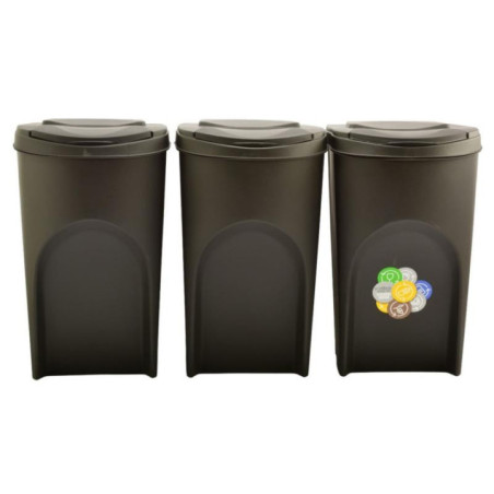 Kosze na śmieci 3x35L Sorti box czarny IKWB35S3-S411