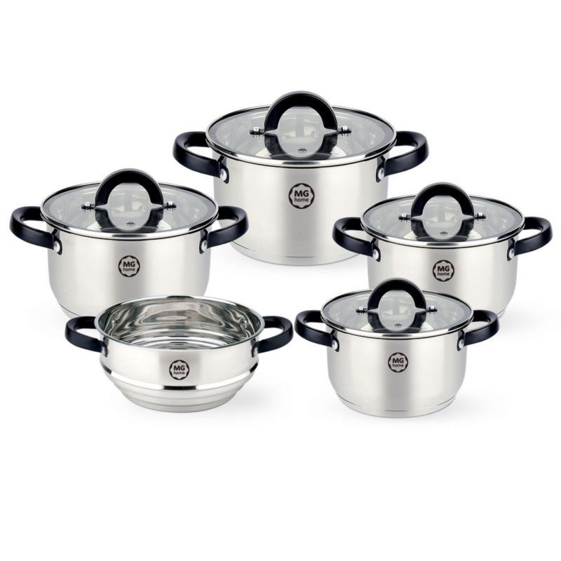 Garnki  9 elementów MG Home Black 7105023208 nierdzewne