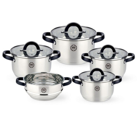 Garnki  9 elementów MG Home Black 7105023208 nierdzewne