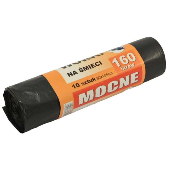 Worki na śmieci 160L 10szt czarne mocne