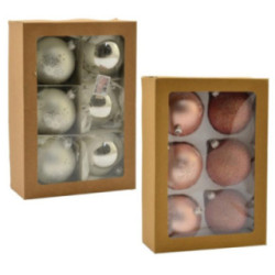 Bombki szklane 6szt 80mm dekorowane mix