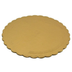 Podkład pod tort 28cm 2mm okrągły złoty karbowany 2