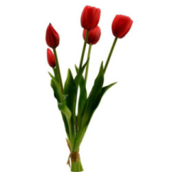 Kwiat sztuczny Tulipany bukiet 38cm 5 kwiatów gumowe mix 2
