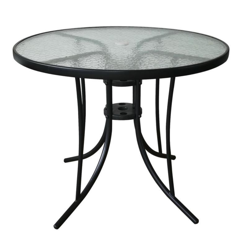 Stolik 90cm okrągły metalowy ze szklanym blatem 359499