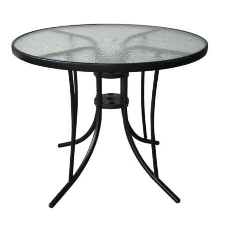 Stolik 90cm okrągły metalowy ze szklanym blatem 359499