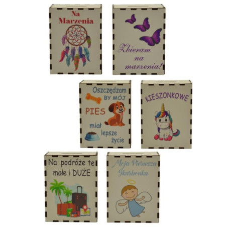 Skarbonka drewniana 13x10x6cm mix